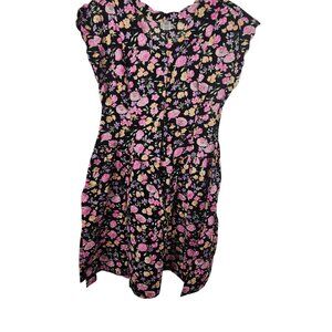 Fairycore Boho Summer Dress LG Black Pink Dainty Cute Spring Florals CottageCore